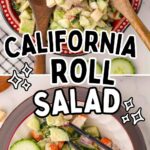 Pinterest pin for California roll cucumber salad.