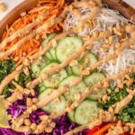 Pinterest pin for crunchy spring roll salad bowl.
