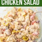 Pinterest pin for Italian grinder chicken salad.