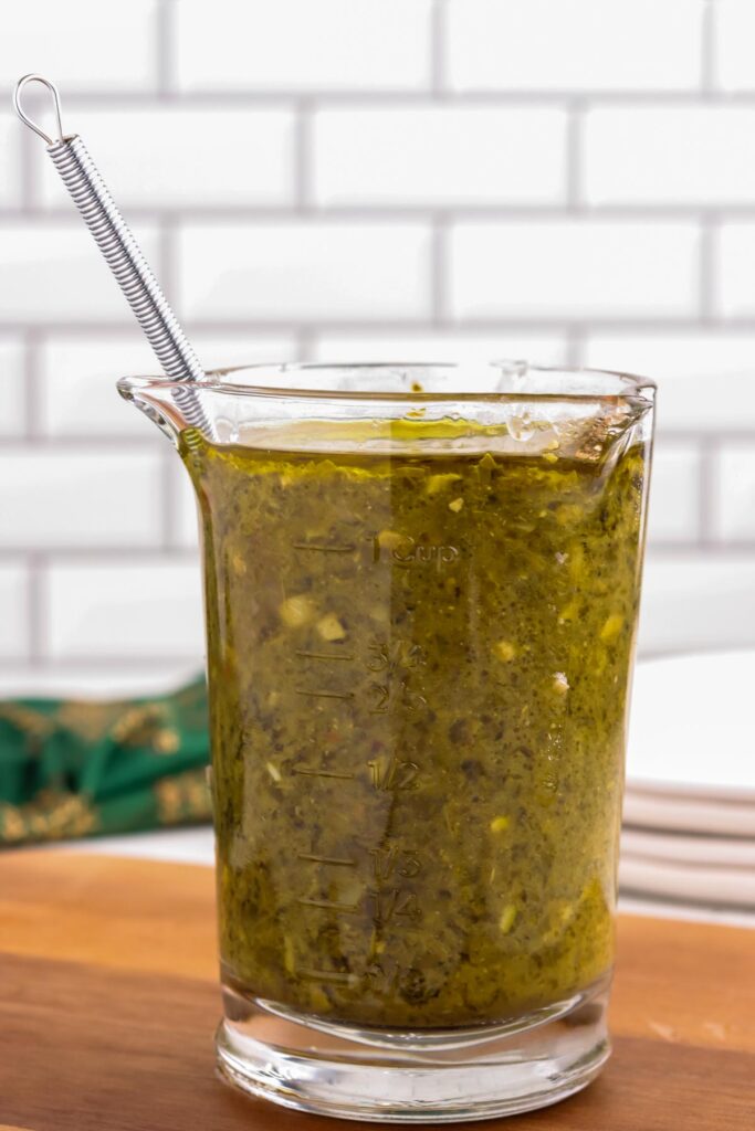 Dressing for the holiday pasta salad.