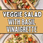 Pinterest pin for roasted vegetable salad.