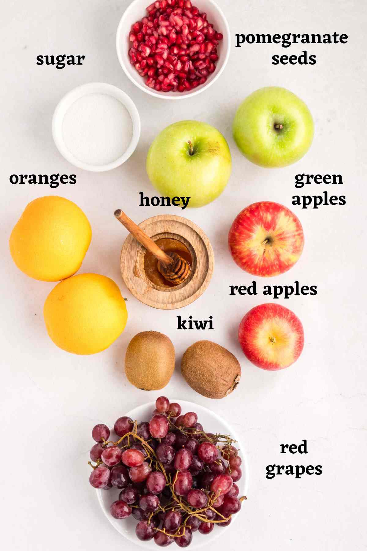 Ingredients needed to make winter fruit salad.