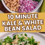 Pinterest pin for kale and white bean salad.