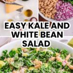 Pinterest pin for kale and white bean salad.